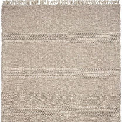 7' X 9' Beige Wool Hand Woven Area Rug