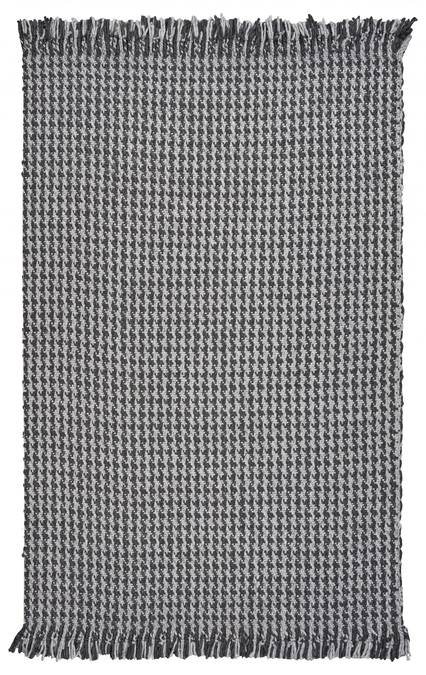 8' X 10' Grey Hand Woven Houndstooth Indoor Area Rug