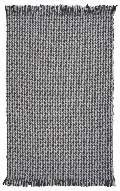 5' X 8' Grey Hand Woven Houndstooth Indoor Area Rug