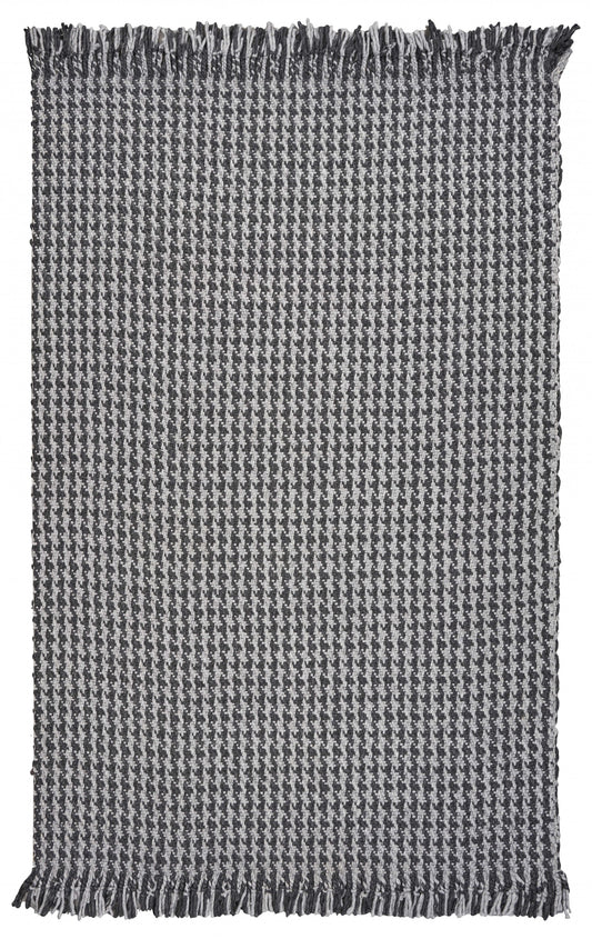 8' X 10' Grey Hand Woven Houndstooth Indoor Area Rug