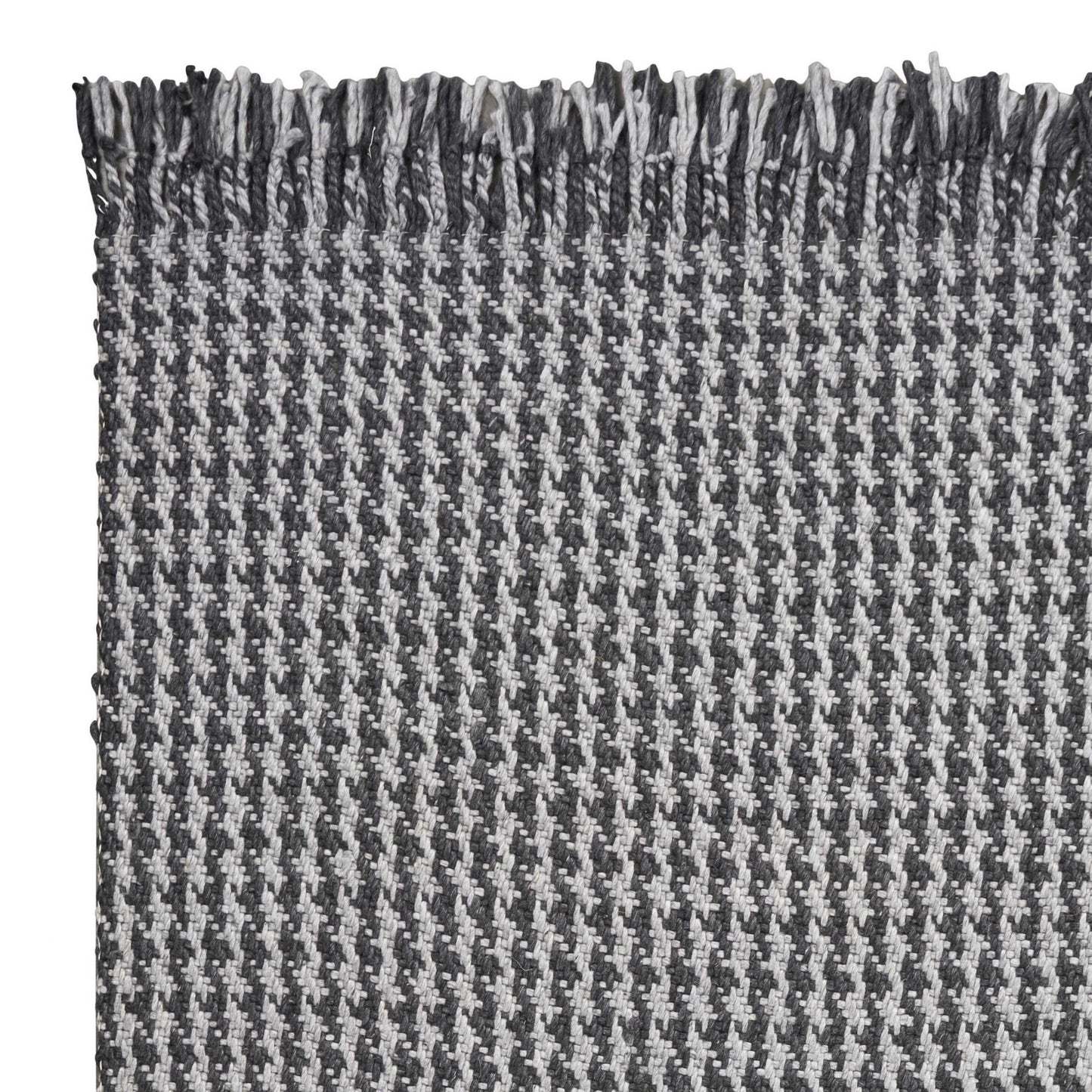 5' X 8' Grey Hand Woven Houndstooth Indoor Area Rug