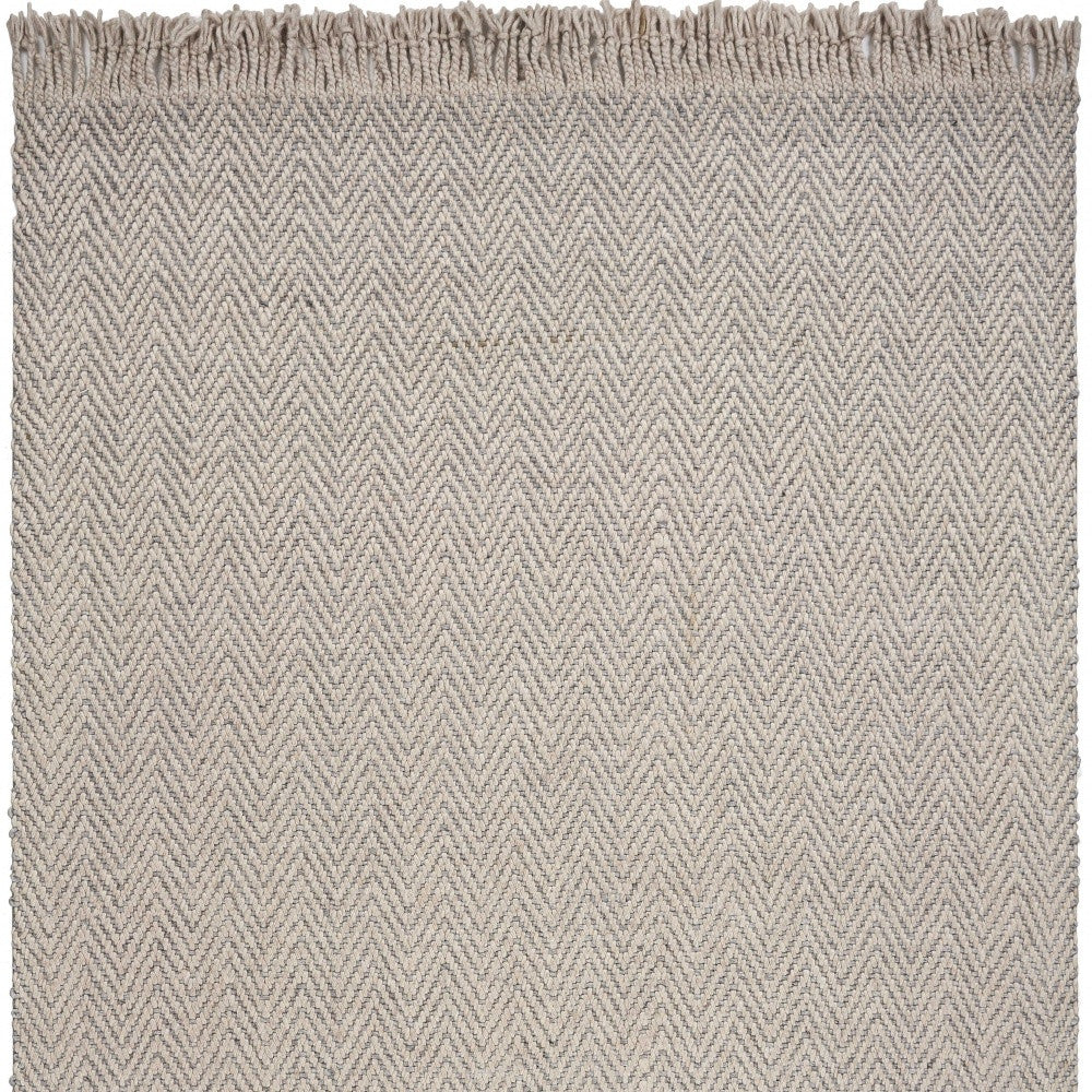 5' X 8' Oatmeal Beige Hand Woven Houndstooth Indoor Area Rug