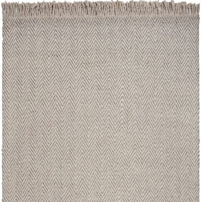 5' X 8' Beige And Gray Wool Chevron Hand Woven Area Rug