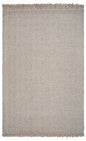 8' X 10' Beige And Gray Wool Chevron Hand Woven Area Rug With Fringe