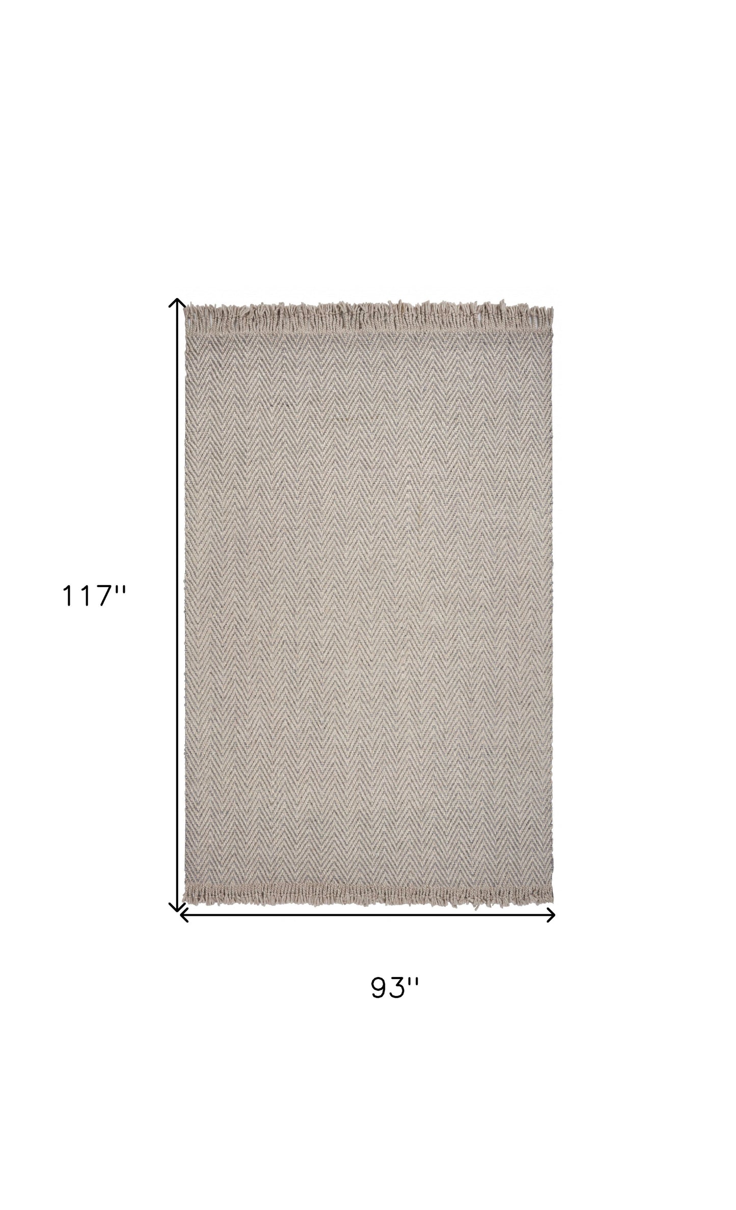 5' X 8' Oatmeal Beige Hand Woven Houndstooth Indoor Area Rug