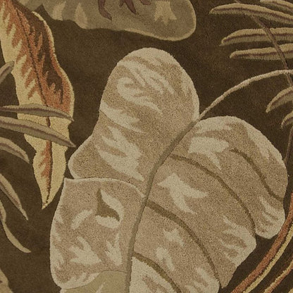 5' X 8' Brown And Beige Wool Botanical Leaves Hand Tufted Area Rug
