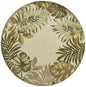 8' Ivory And Green Wool Botanical Leaves Hand Tufted Round Rug