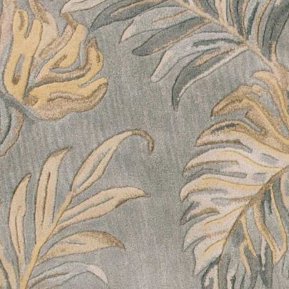 8' X 11' Gray And Taupe Wool Botanical Leaves Hand Tufted Area Rug