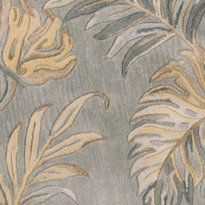 8' X 11' Gray And Taupe Wool Botanical Leaves Hand Tufted Area Rug