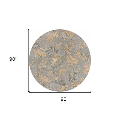 5' X 8' Gray And Taupe Wool Botanical Leaves Hand Tufted Area Rug