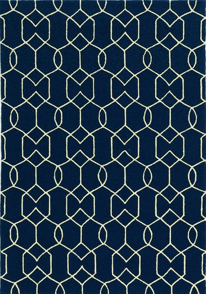 8' X 11' Navy Blue Moroccan Indoor Outdoor Area Rug