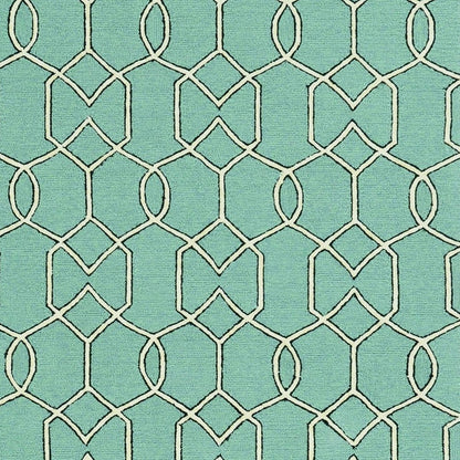 2' X 3' Green and Ivory Hand Hooked Area Rug