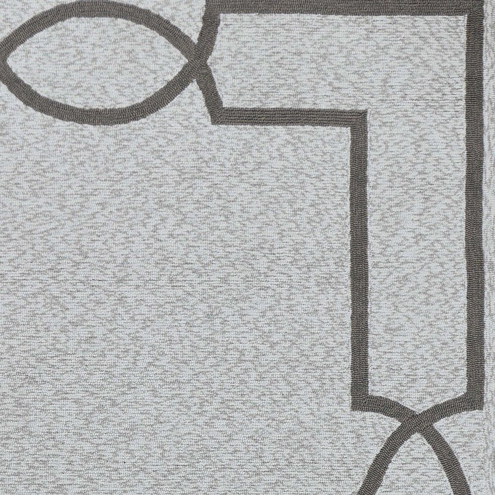 5' X 7' Ivory And Brown Geometric Handmade Indoor Outdoor Area Rug