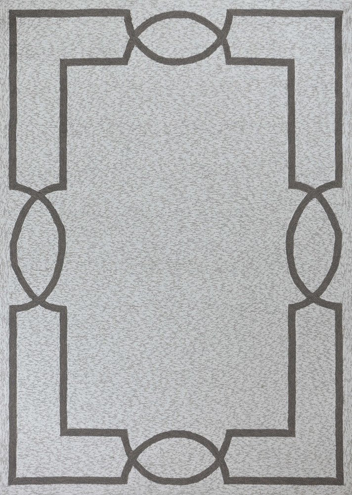 5' X 7' Ivory And Brown Geometric Handmade Indoor Outdoor Area Rug