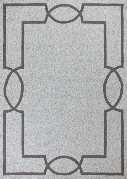 5' X 7' Ivory And Brown Geometric Handmade Indoor Outdoor Area Rug