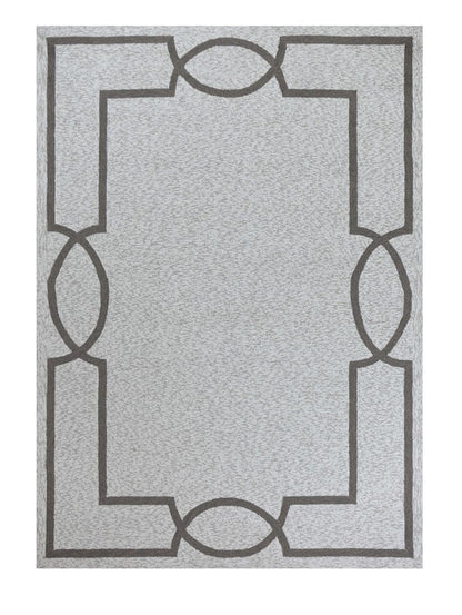 5' X 7' Ivory And Brown Geometric Handmade Indoor Outdoor Area Rug