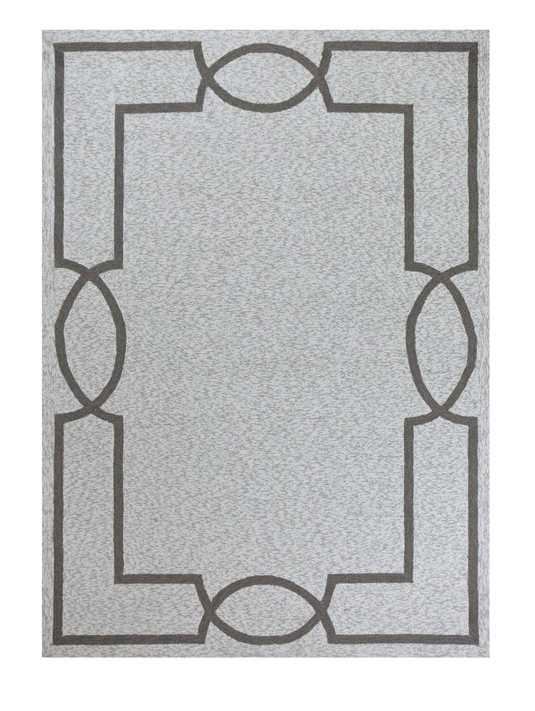 5' X 7' Ivory And Brown Geometric Handmade Indoor Outdoor Area Rug