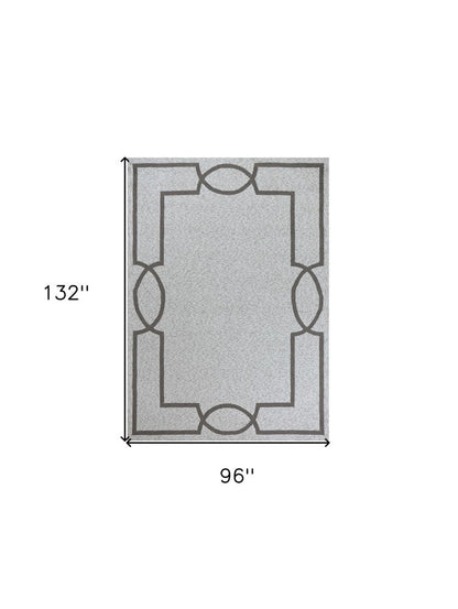 5' X 7' Ivory And Brown Geometric Handmade Indoor Outdoor Area Rug