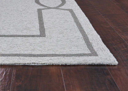 5' X 7' Ivory And Brown Geometric Handmade Indoor Outdoor Area Rug
