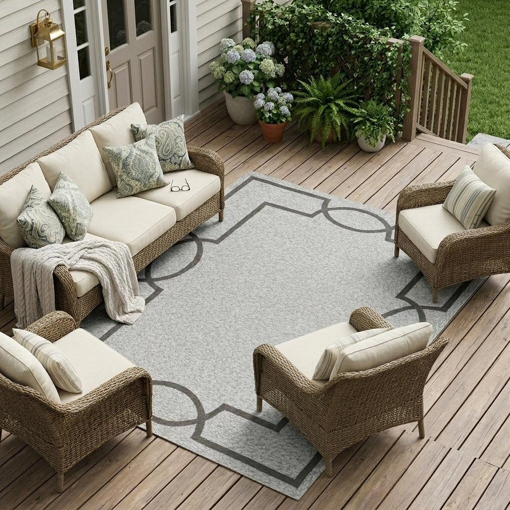 8' X 11' Ivory Indoor Outdoor Area Rug