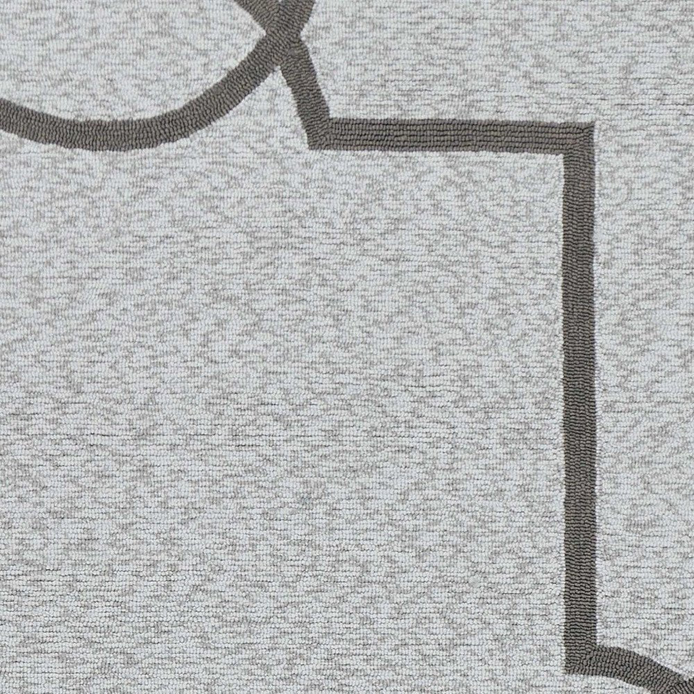 5' X 7' Ivory And Brown Geometric Handmade Indoor Outdoor Area Rug