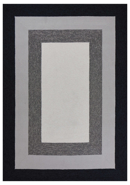 2' X 3' Black And Gray Geometric Hand Hooked Area Rug