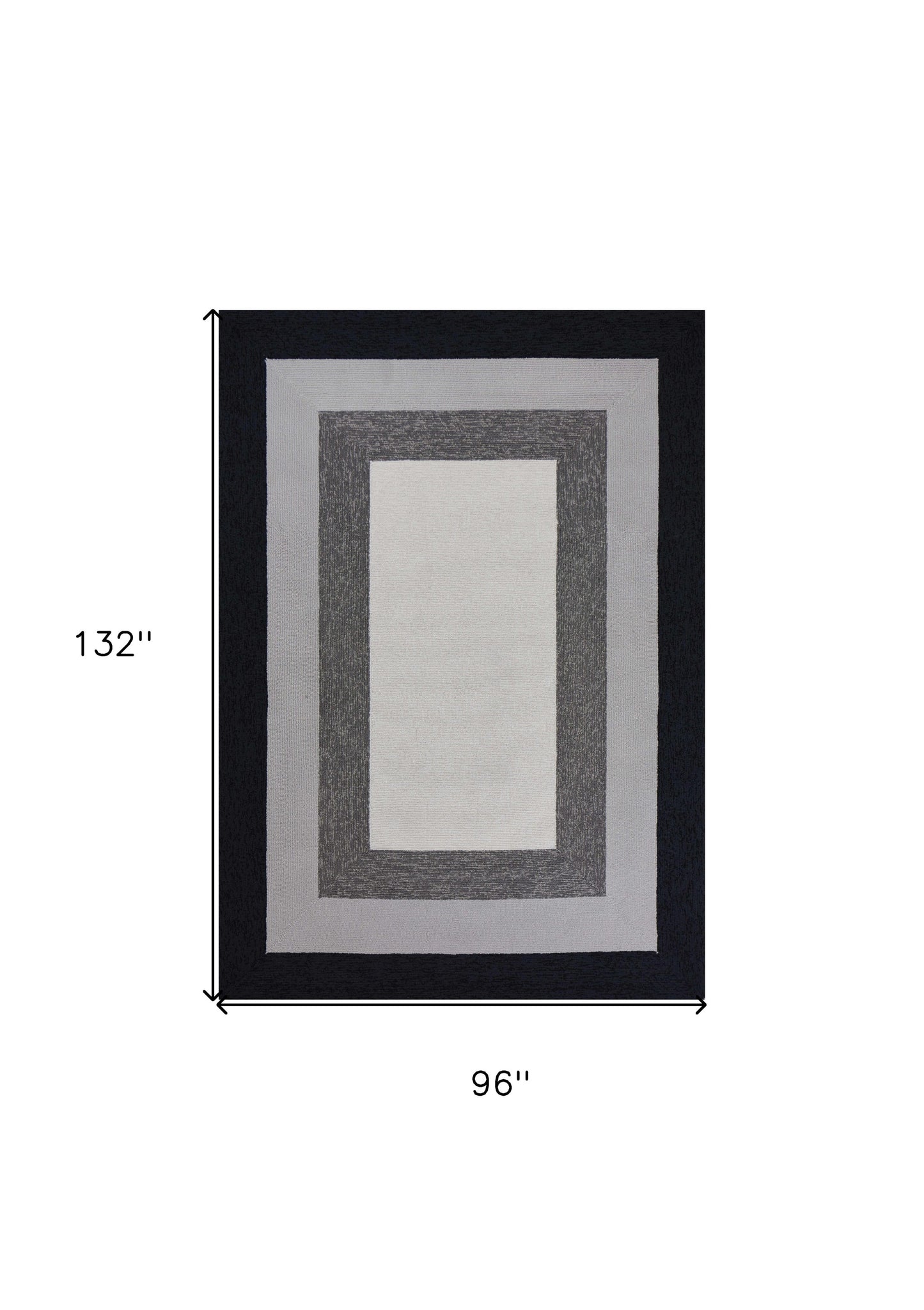 2' X 3' Black And Gray Geometric Hand Hooked Area Rug