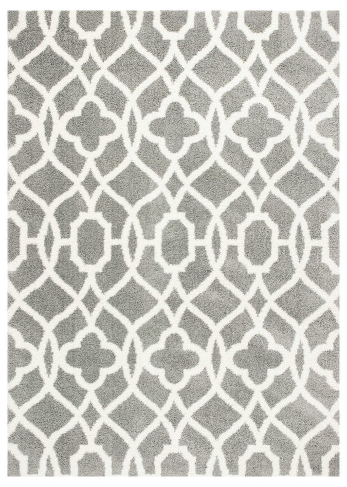 8' X 11' Gray And Ivory Ogee Area Rug