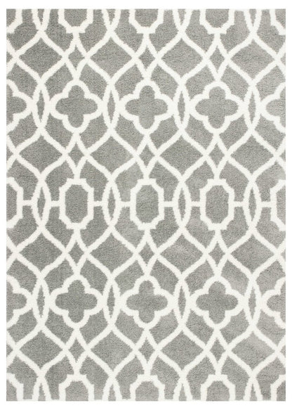 8' X 11' Gray And Ivory Ogee Area Rug