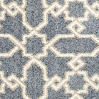 7' X 10' Slate Blue And Ivory Geometric Area Rug