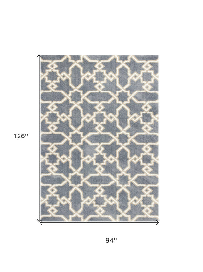 7' X 10' Microfiber Slate Blue Area Rug