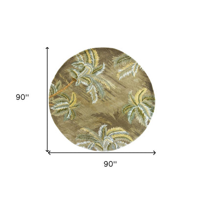 8' X 10' Moss Green And Yellow Wool Tropical Botanical Hand Tufted Area Rug