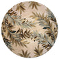 7' Ivory Brown And Blue Wool Botanical Leaves Hand Tufted Round Rug