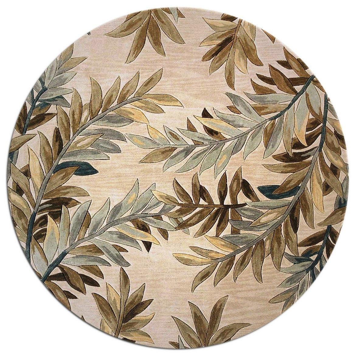 5' X 8' Ivory Hand Tufted Pinnate Fronds Indoor Area Rug