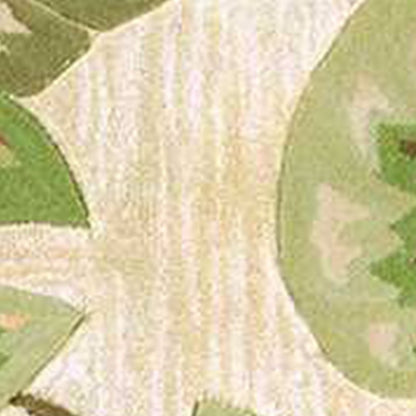 7' X 9' Beige Green And Pink Wool Botanical Leaves Hand Tufted Area Rug