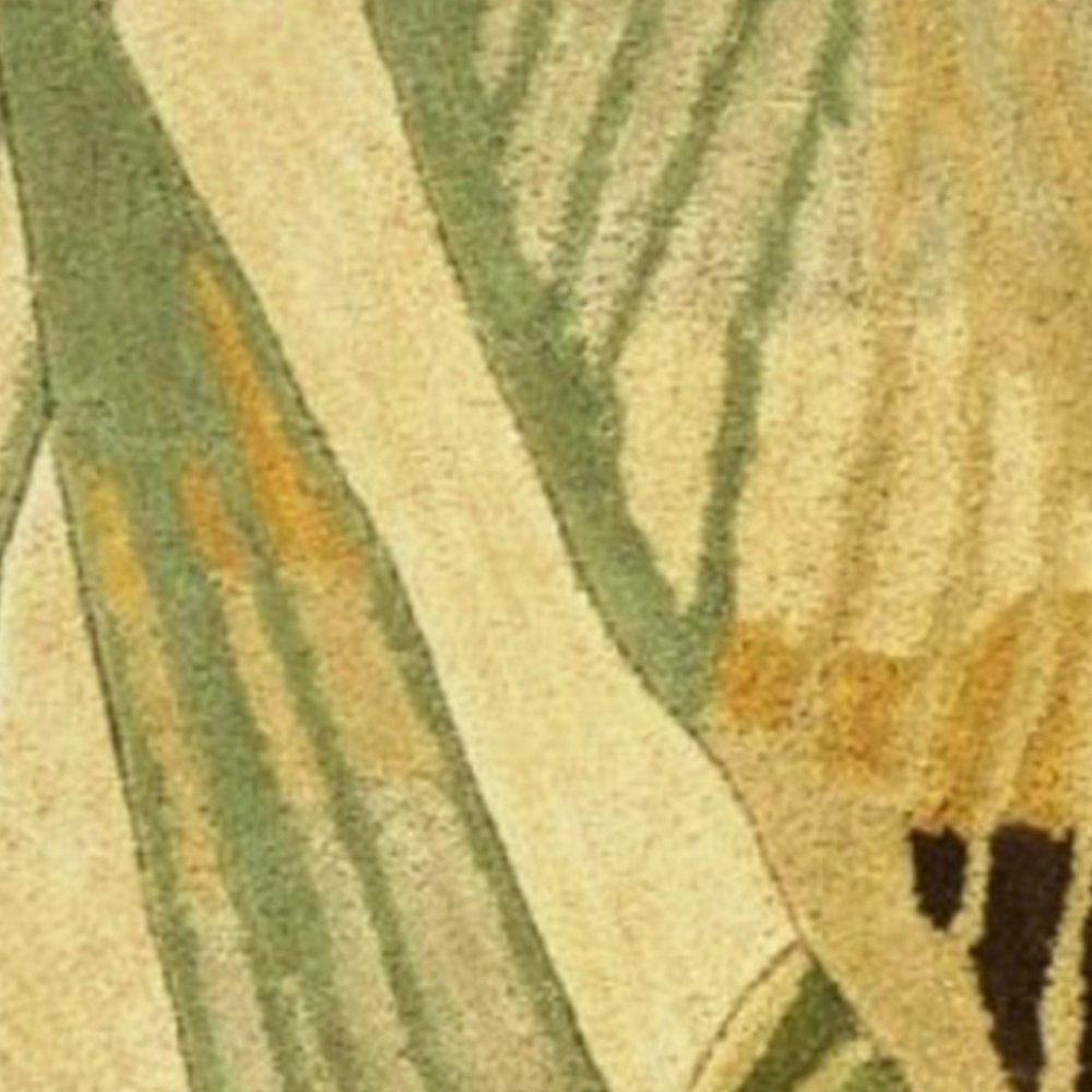 3' X 5' Ivory Teal And Green Wool Tropical Botanical Hand Tufted Area Rug