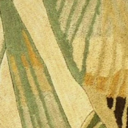 3' X 5' Ivory Teal And Green Wool Tropical Botanical Hand Tufted Area Rug