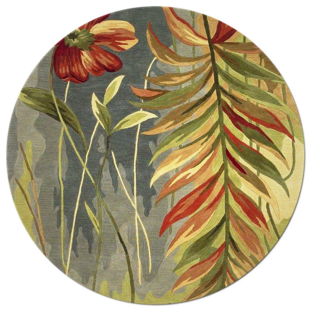 4' X 6' Blue And Green Wool Tropical Botanical Hand Tufted Area Rug