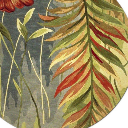 4' X 6' Blue And Green Wool Tropical Botanical Hand Tufted Area Rug