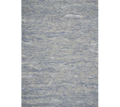7' X 9' Blue And Beige Wool Abstract Hand Tufted Area Rug