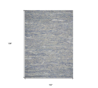 9' X 12' Blue And Beige Wool Abstract Hand Tufted Area Rug