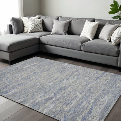 9' X 12' Blue And Beige Wool Abstract Hand Tufted Area Rug