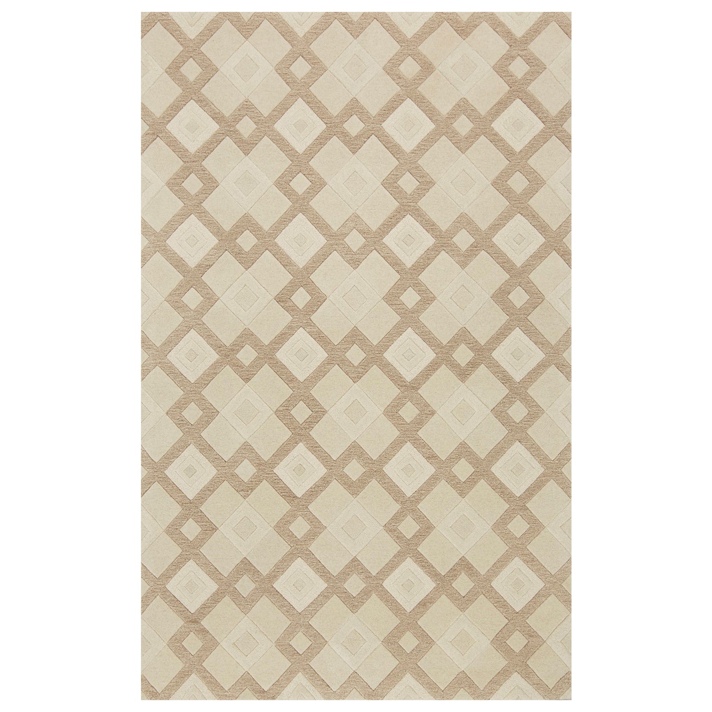 8' X 11' Ivory Wool Geometric Hand Tufted Area Rug