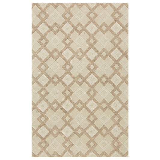 8' X 11' Ivory Wool Geometric Hand Tufted Area Rug