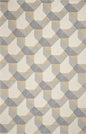 8' X 11' Ivory Gray And Cream Wool Geometric Hand Tufted Area Rug