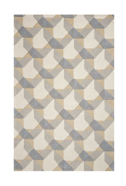 3' X 5' Ivory Gray And Cream Wool Geometric Area Rug