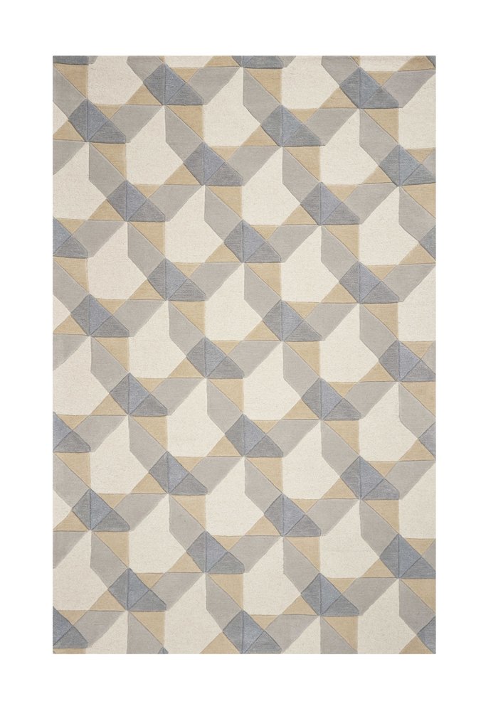 3' X 5' Ivory Gray And Cream Wool Geometric Area Rug