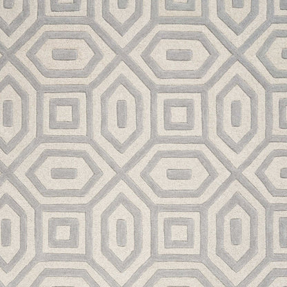 5' X 8' Light Gray And Ivory Wool Geometric Hand Tufted Area Rug