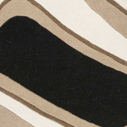 5' X 8' Beige Ivory And Black Wool Abstract Hand Tufted Area Rug