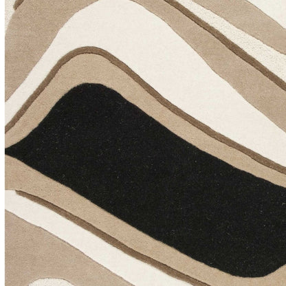 5' X 8'  Wool Black Or  Beige Area Rug